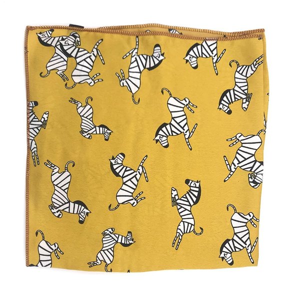 Accessories - Animal Pattern Leopard Bunny Rabbit Square Silky Small Yellow Scarf Face Cover